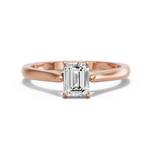 Image for Emerald Classic Basket Ring with Knife Edge Cathedral band in 18K Rose Gold