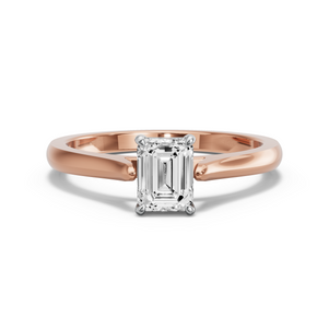 Image for Emerald Classic Basket Ring with Knife Edge Cathedral band