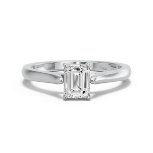 Image for Emerald Classic Basket Ring with Knife Edge Cathedral band