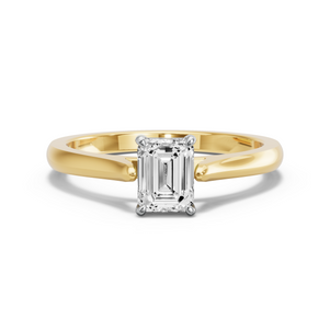Image for Emerald Classic Basket Ring with Knife Edge Cathedral band