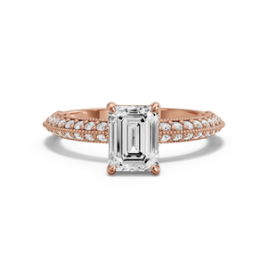Image for Emerald Classic Basket Ring with Knife Edge Pave band in 18K Rose Gold