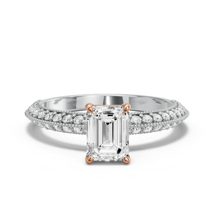 Image for Emerald Classic Basket Ring with Knife Edge Pave band