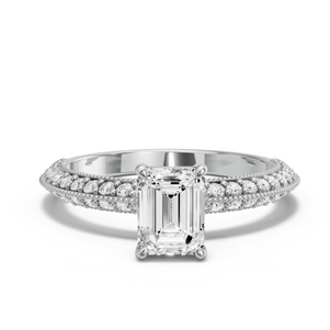 Image for Emerald Classic Basket Ring with Knife Edge Pave band