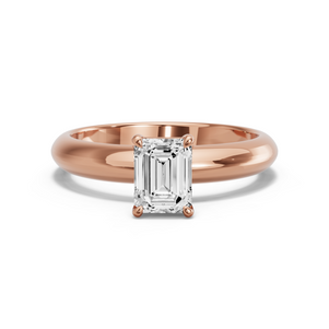 Image for Emerald Classic Basket Ring with Knife Edge Solitaire band