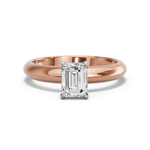 Image for Emerald Classic Basket Ring with Knife Edge Solitaire band