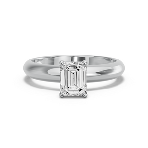 Image for Emerald Classic Basket Ring with Knife Edge Solitaire band