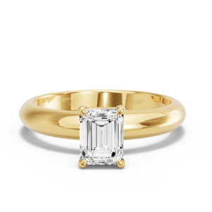 Image for Emerald Classic Basket Ring with Knife Edge Solitaire band