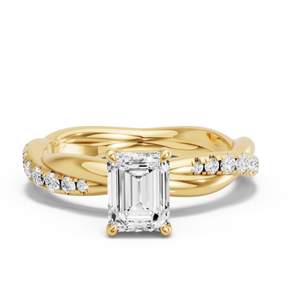 Image for Emerald Classic Basket Ring with Rope Pave band