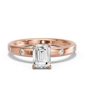 Image for Emerald Classic Basket Ring with Sleek Accent band