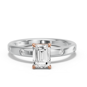 Image for Emerald Classic Basket Ring with Sleek Accent band