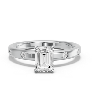 Image for Emerald Classic Basket Ring with Sleek Accent band