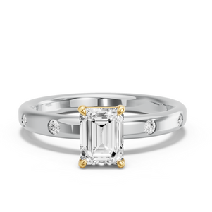 Image for Emerald Classic Basket Ring with Sleek Accent band