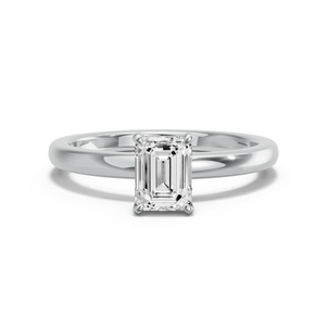 Image for Emerald Classic Basket Ring with Solitaire band in 950 Platinum