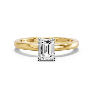 Image for Emerald Classic Basket Ring with Solitaire band in 14K Two Tone Yellow Gold