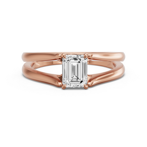Image for Emerald Classic Basket Ring with Split Ring Solitaire band in 18K Rose Gold