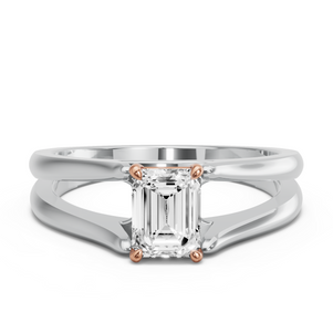 Image for Emerald Classic Basket Ring with Split Ring Solitaire band