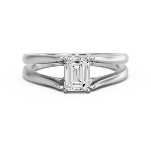 Image for Emerald Classic Basket Ring with Split Ring Solitaire band