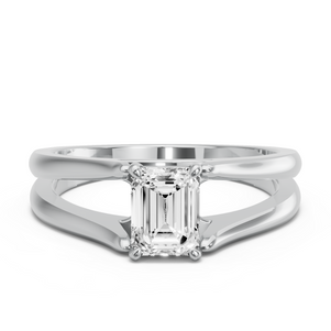 Image for Emerald Classic Basket Ring with Split Ring Solitaire band