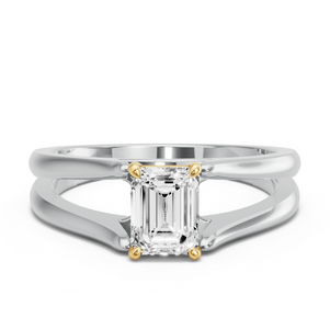 Image for Emerald Classic Basket Ring with Split Ring Solitaire band