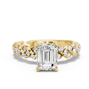 Image for Emerald Classic Basket Ring with Twist Pave band
