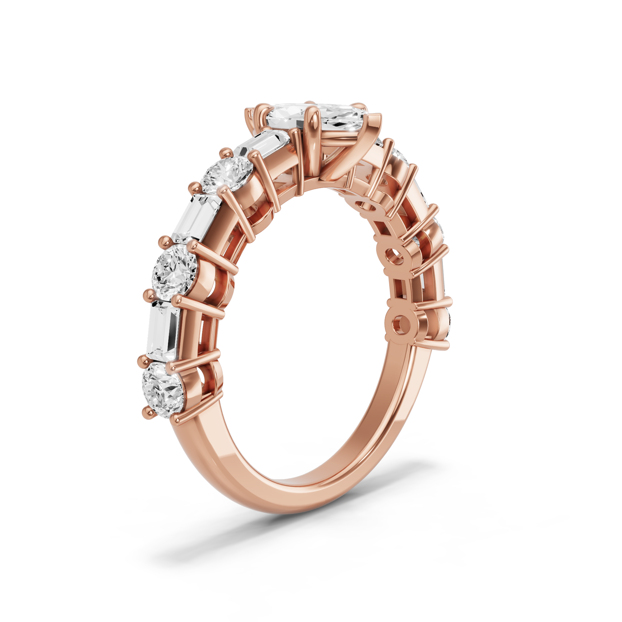 Image for Marquise Classic Basket Ring with Alternating Baguette band