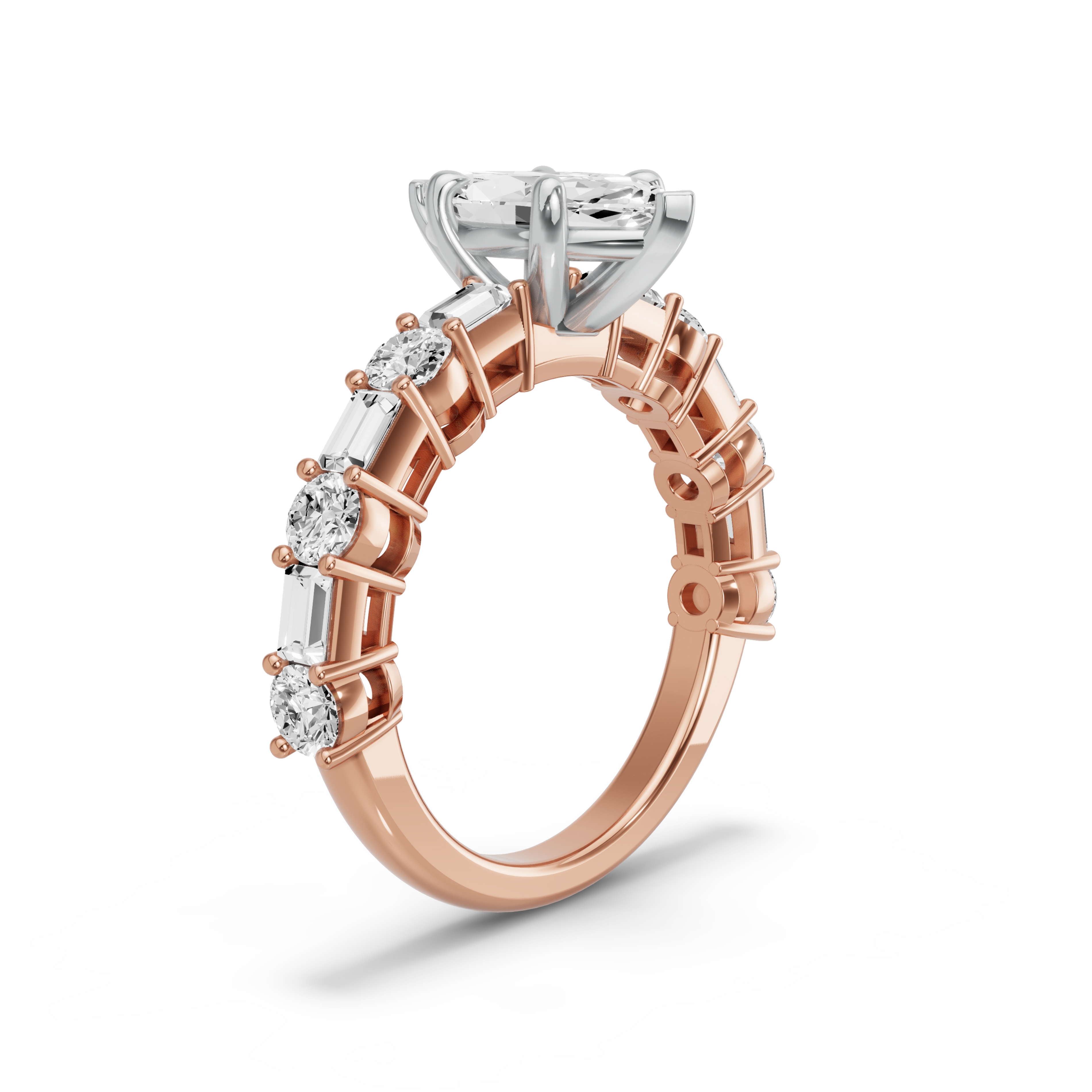 Image for Marquise Classic Basket Ring with Alternating Baguette band