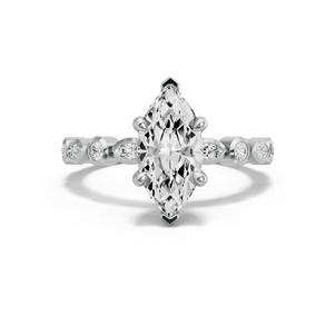 Image for Marquise Classic Basket Ring with Alternating Marquise band in 950 Platinum