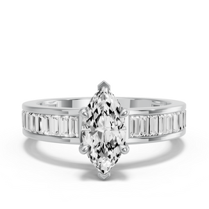 Image for Marquise Classic Basket Ring with Baguette Channel band