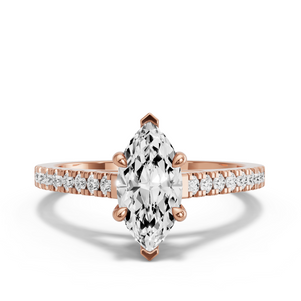 Image for Marquise Classic Basket Ring with Cathedral Pave band