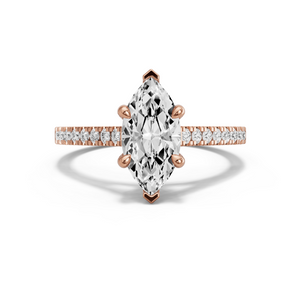 Image for Marquise Classic Basket Ring with Cathedral Pave band in 14K Rose Gold
