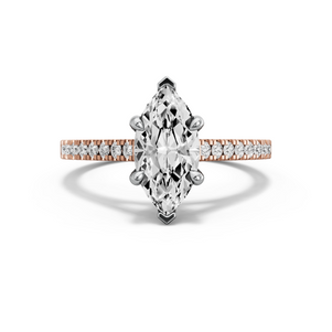 Image for Marquise Classic Basket Ring with Cathedral Pave band in 18K Two Tone Rose Gold