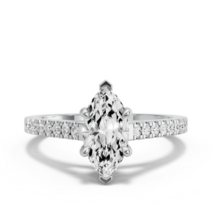 Image for Marquise Classic Basket Ring with Cathedral Pave band