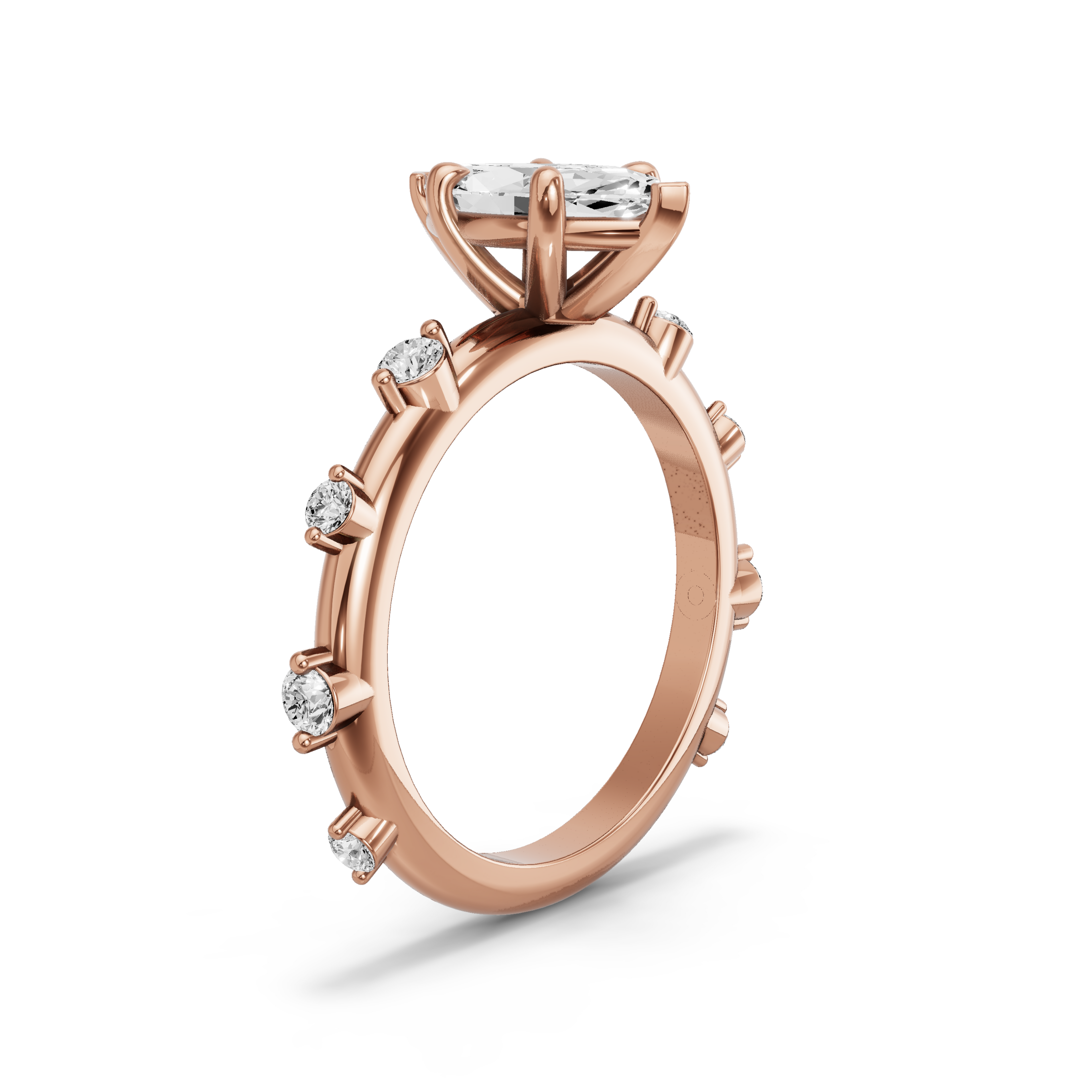 Image for Marquise Classic Basket Ring with Floating Station band in 14K Rose Gold