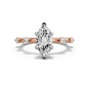 Image for Marquise Classic Basket Ring with Floating Station band in 10K Two Tone Rose Gold