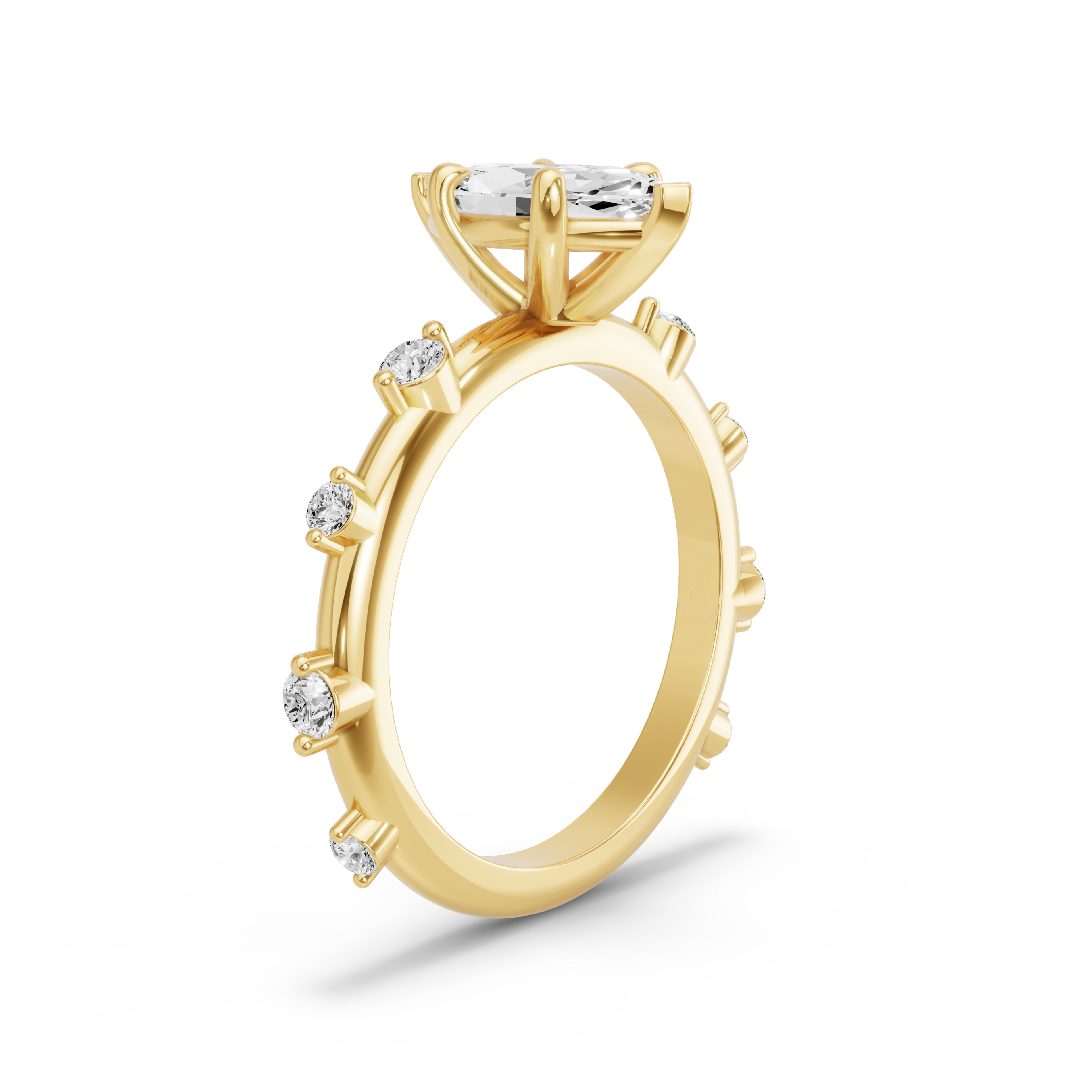 Image for Marquise Classic Basket Ring with Floating Station band in 10K Yellow Gold
