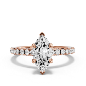 Image for Marquise Classic Basket Ring with French Pave band