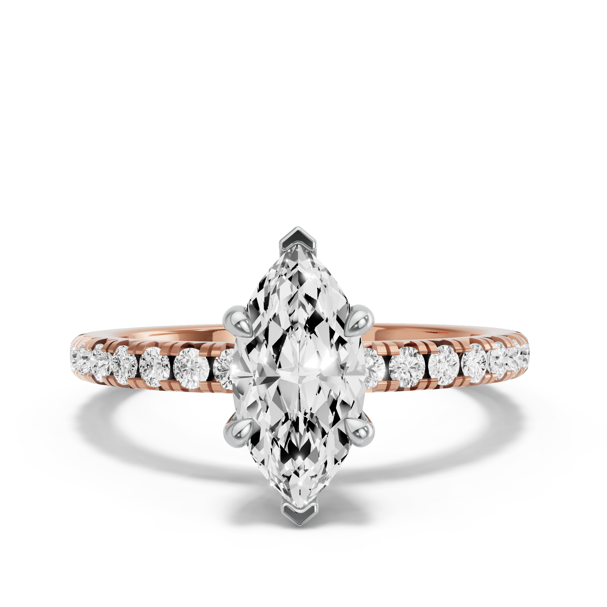 Image for Marquise Classic Basket Ring with French Pave band