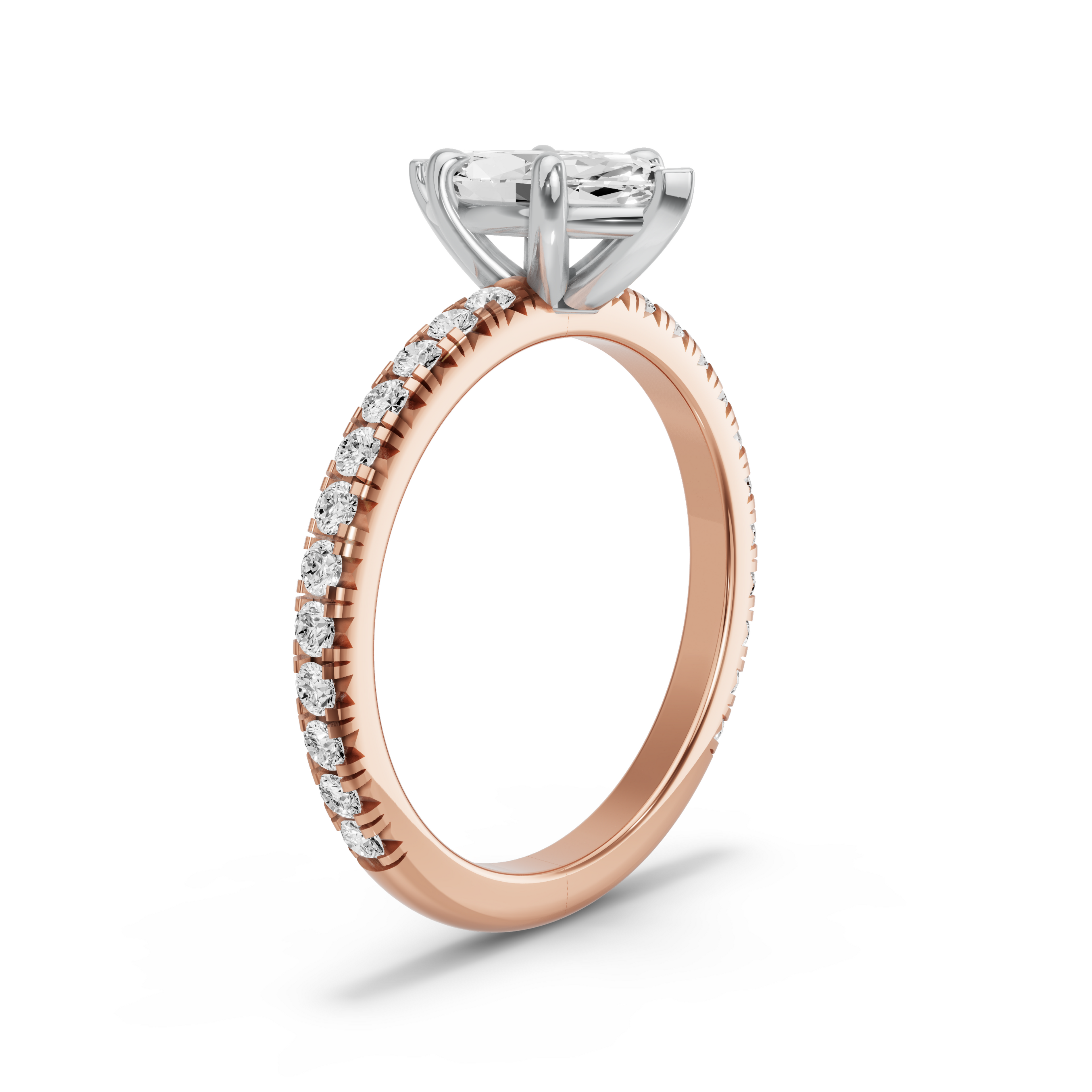Image for Marquise Classic Basket Ring with French Pave band
