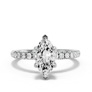 Image for Marquise Classic Basket Ring with French Pave band