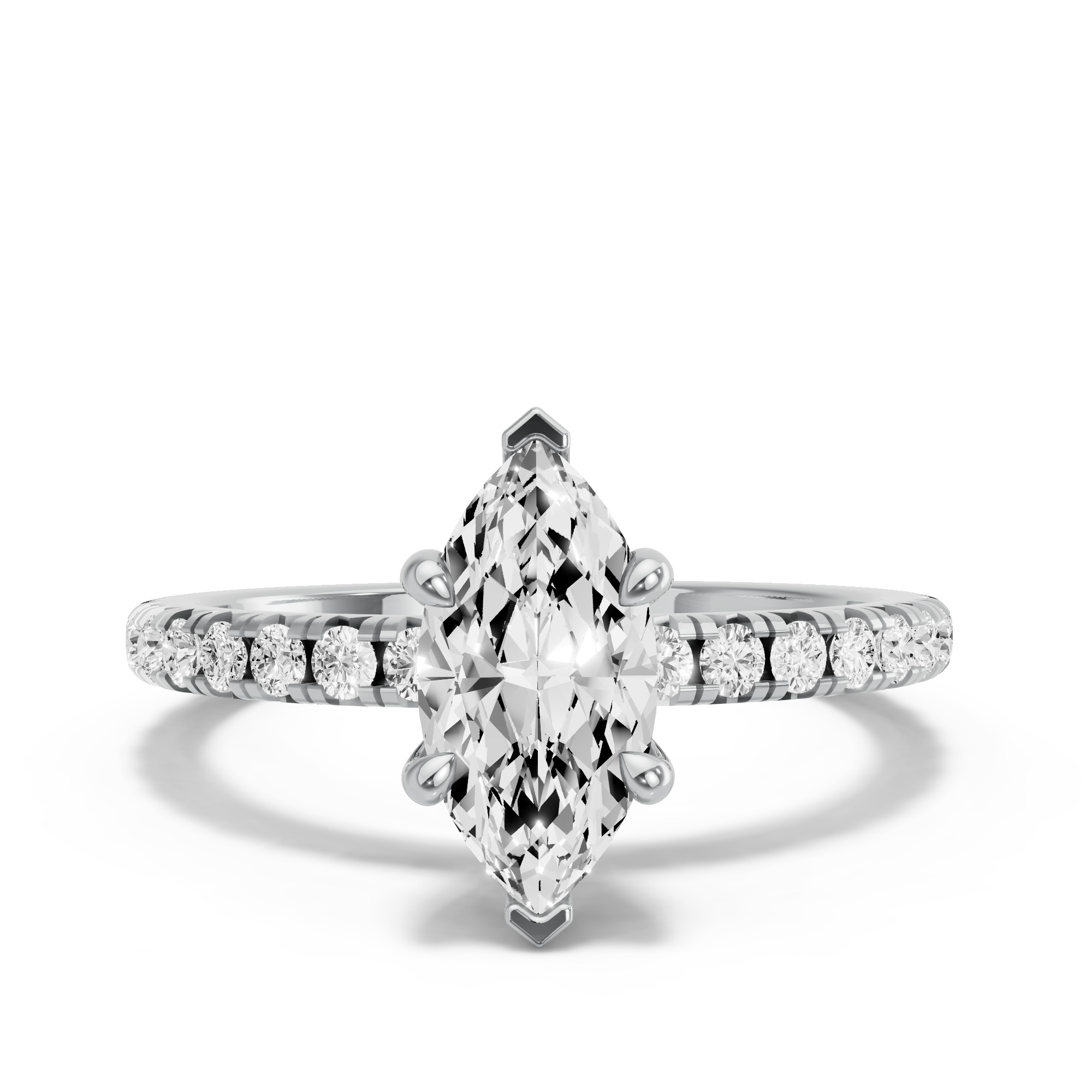 Image for Marquise Classic Basket Ring with French Pave band