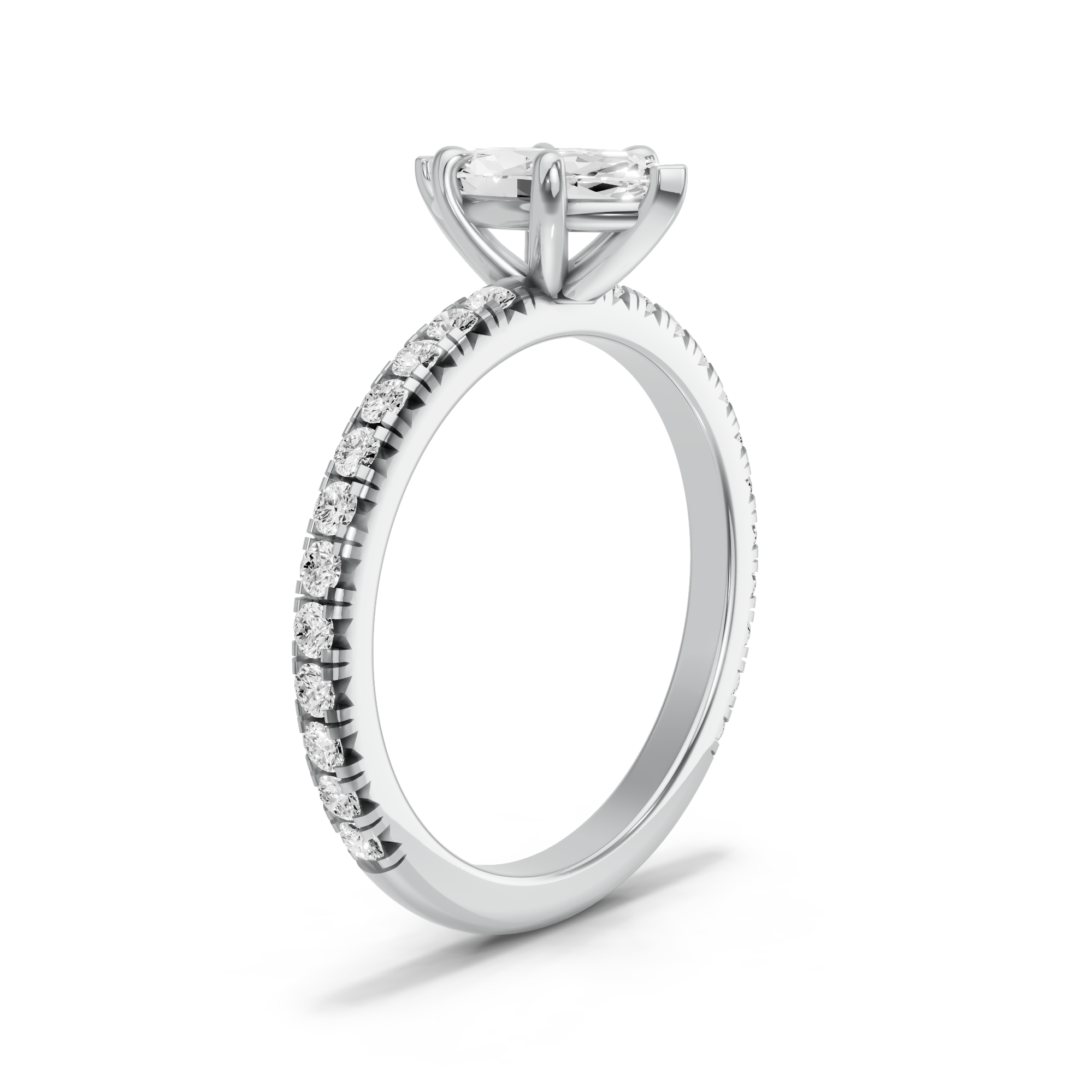 Image for Marquise Classic Basket Ring with French Pave band