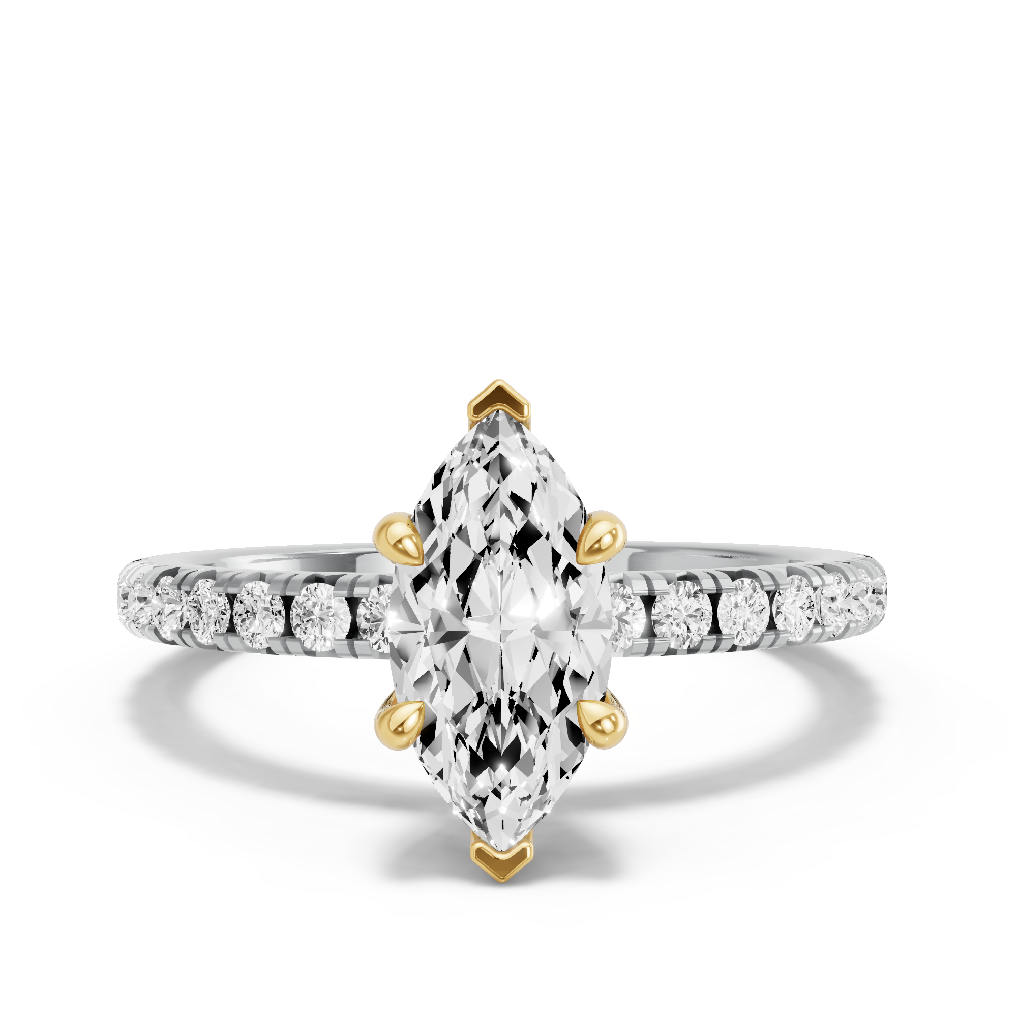 Image for Marquise Classic Basket Ring with French Pave band