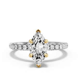 Image for Marquise Classic Basket Ring with French Pave band
