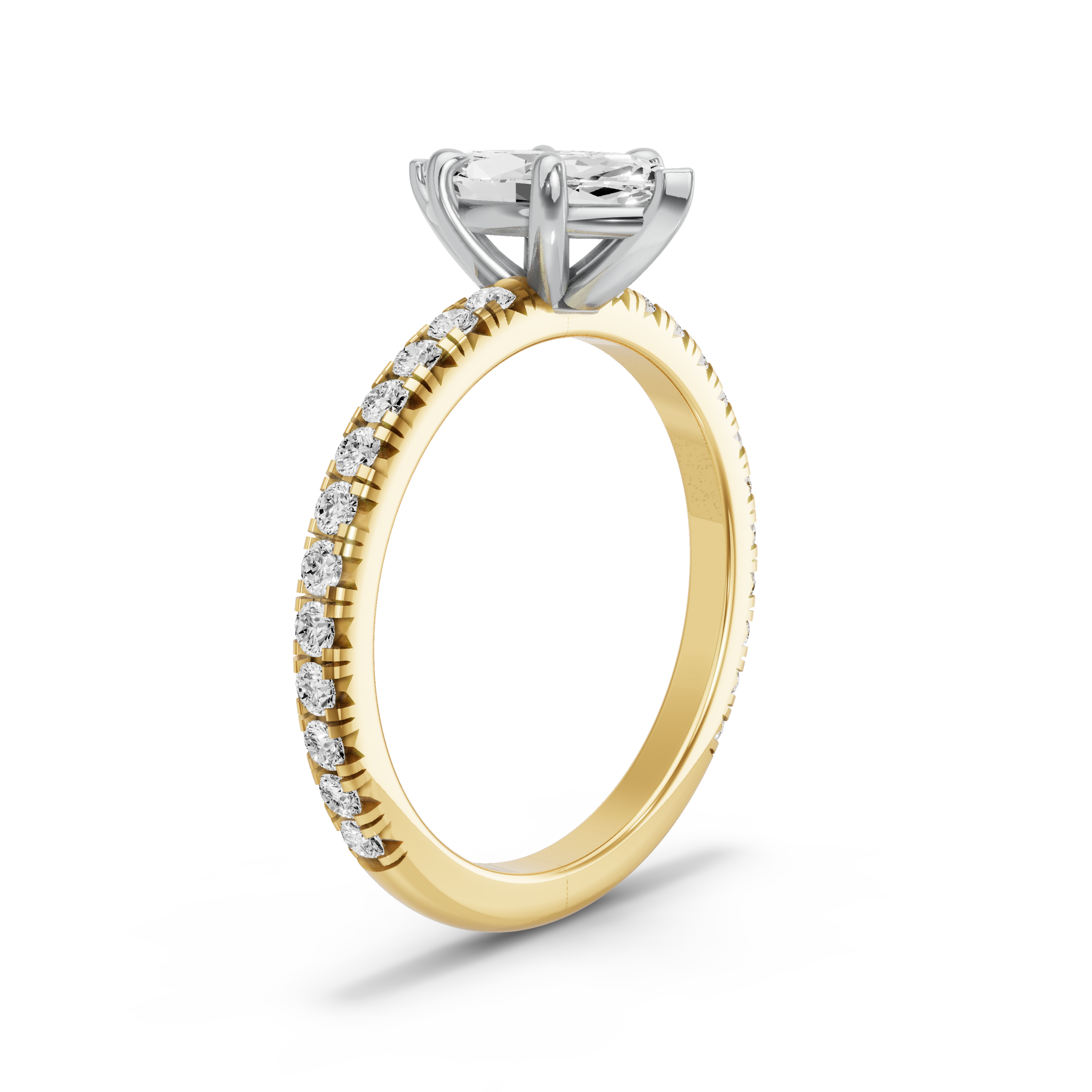 Image for Marquise Classic Basket Ring with French Pave band