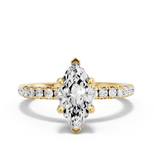 Image for Marquise Classic Basket Ring with French Pave band