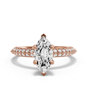 Image for Marquise Classic Basket Ring with Knife Edge Pave band