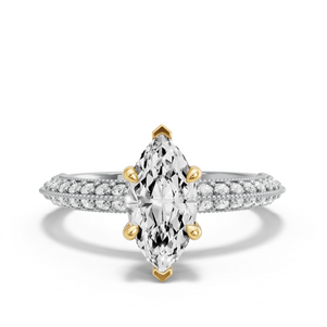 Image for Marquise Classic Basket Ring with Knife Edge Pave band