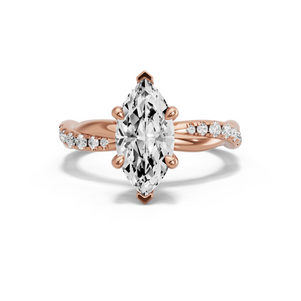 Image for Marquise Classic Basket Ring with Rope Pave band in 18K Rose Gold