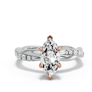 Image for Marquise Classic Basket Ring with Rope Pave band