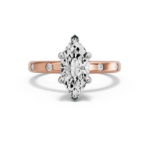Image for Marquise Classic Basket Ring with Sleek Accent band in 18K Two Tone Rose Gold